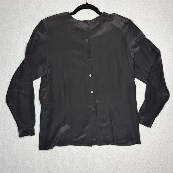 Vintage Jordan Brand 100% Silk Pleated 80's Style Blouse Button Down Back - Sz 8 - Picture 5 of 10